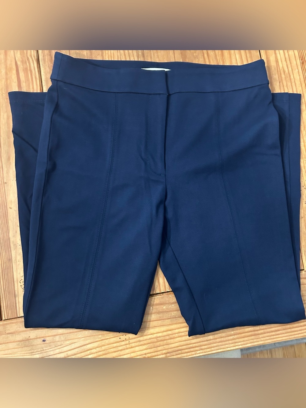 LOFT Navy Ponte front and split seam Pants, flare leg NWT